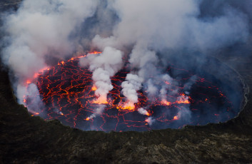 Картинка lava lake nyiragongo природа стихия африка лава вулкан