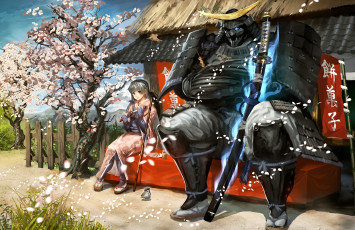 Картинка аниме weapon blood technology девочка сакура самурай