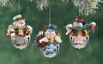 Картинка праздничные снеговики елочные игрушки