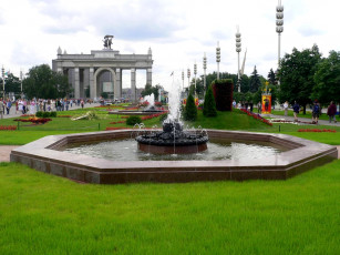 Картинка москва ввц города россия столица фонтан парк трава