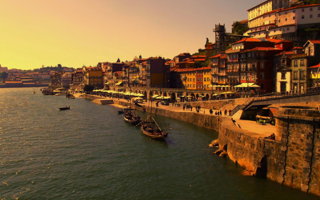 Обои картинки фото португалия, порту, города, улицы, площади, набережные, дома, река