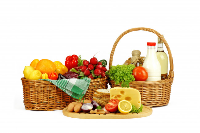 Обои картинки фото еда, разное, разнообразие, помидоры, сыр, зелень, лимон, томаты