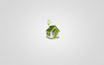 Картинка рисованные минимализм трава белый светлый фон зеленый дом листья домик
