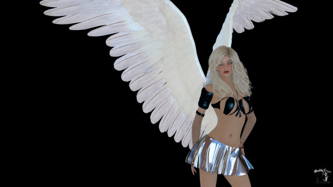 Обои картинки фото 3д графика, ангел , angel, ангел, крылья, фон, взгляд, девушка