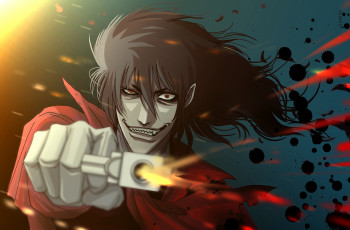 Картинка аниме hellsing dracula vampire alucard дракула вампир взгляд алукард выстрел пистолет