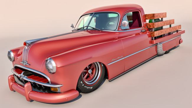 Обои картинки фото автомобили, 3д, streamliner, pontiac, 1949г, автомобиль, фон