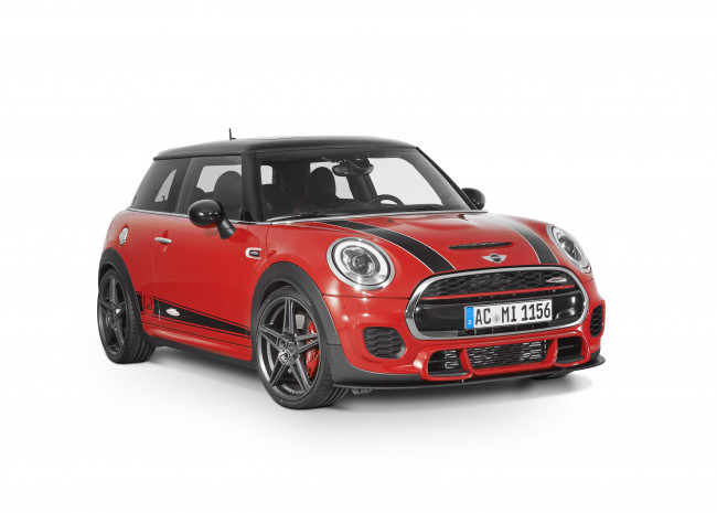 Обои картинки фото автомобили, mini, john, 2015г, f56, works, красный, schnitzer, ac, cooper