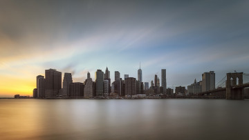 Картинка города нью-йорк+ сша manhattan sunset город