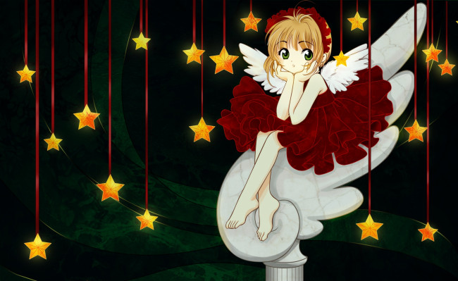 Обои картинки фото аниме, card captor sakura, фон, взгляд, девушка