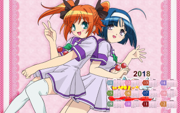 Картинка календари аниме двое взгляд девушка 2018 униформа