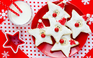Картинка праздничные угощения decoration xmas новый год milk merry christmas украшения печенье holiday celebration глазурь звезды снежинки cookies рождество