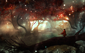 Картинка рисованное абстракция Человек лес пейзаж арт фантастика landscapes digital art tacosauceninja by