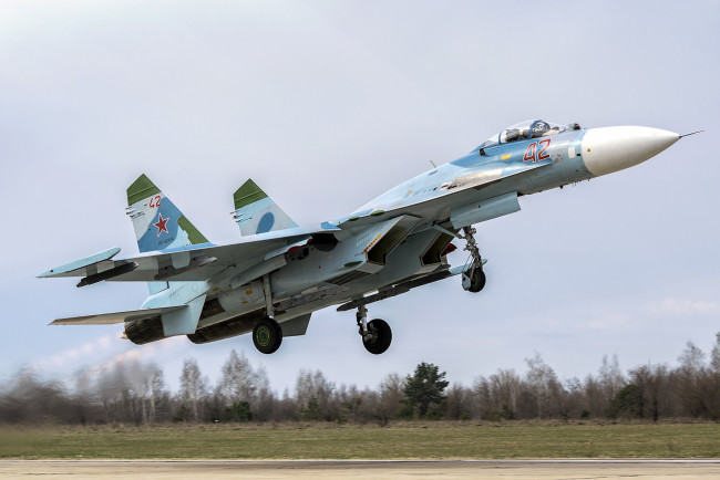 Обои картинки фото su-27p, авиация, боевые самолёты, ввс, россия