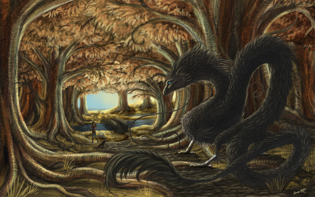 Обои картинки фото фэнтези, драконы, лес