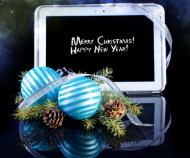 Картинка праздничные -+разное+ новый+год планшет шарики шишки отражение тесьма