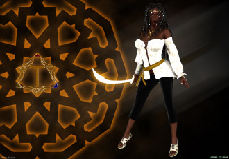 Картинка 3д+графика fantasy+ фантазия символ меч ханаан девушка