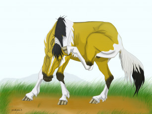 Картинка рисованное животные +лошади лето лошадь