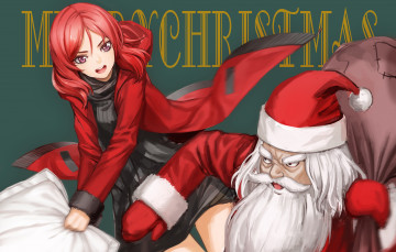 Картинка аниме зима +новый+год +рождество nishikino maki дед мороз zhouran christmas арт santa claus девушка