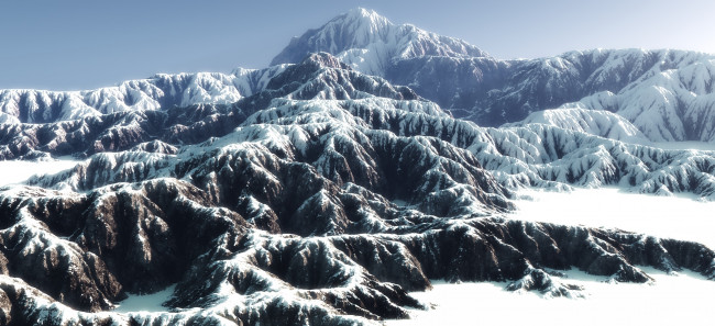 Обои картинки фото 3д графика, природа , nature, пейзаж, снег, горы
