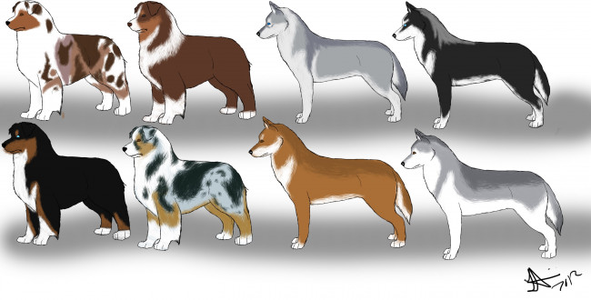 Обои картинки фото рисованное, животные,  собаки, фон, собаки