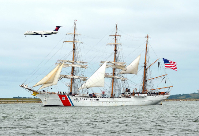 Обои картинки фото uscgc eagle, корабли, парусники, береговая, охрана
