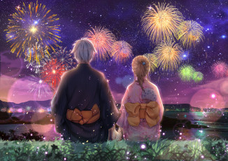 Картинка аниме зима +новый+год +рождество романтика