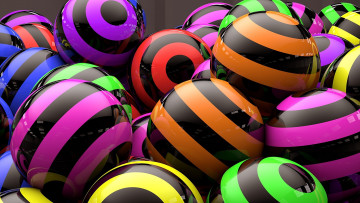 обоя 3д графика, шары , balls, куча, полосы, шары