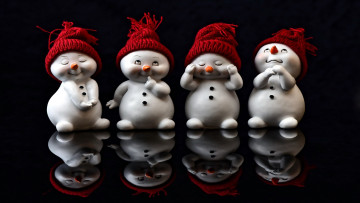 Картинка праздничные снеговики забавные шапочки