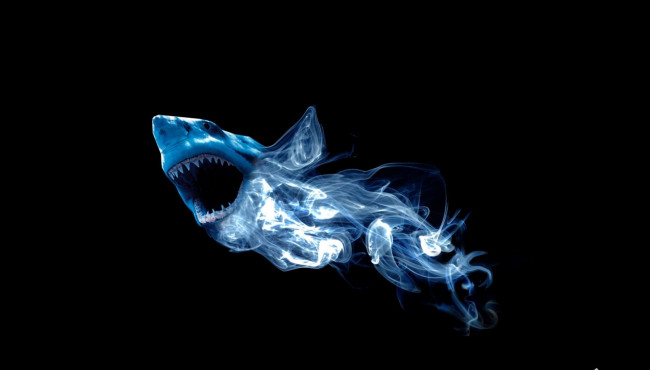 Обои картинки фото разное, компьютерный дизайн, акула, дым