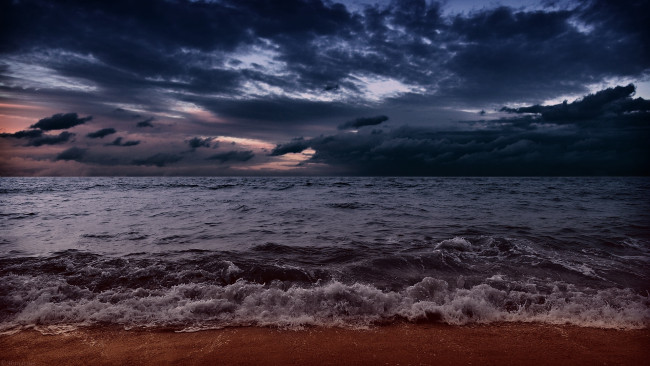 Обои картинки фото природа, побережье, вечер, облака, волны