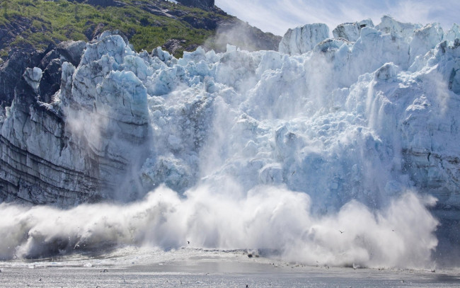 Обои картинки фото природа, айсберги, ледники, обвал, аляска