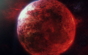 Картинка космос арт планета звезды красная