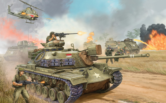 Обои картинки фото рисованные, армия, m48a3, 1950-хг, patton, сша, танк, средний