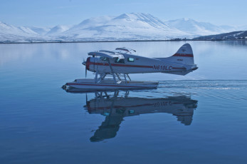 Картинка авиация самолёты+амфибии гидроплан швеция отражение вода горы