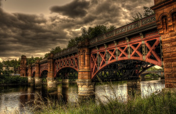 Картинка glasgow+bridge города -+мосты сумрак тучи мост река