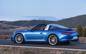 обоя 2014 porsche 911 targa 4, автомобили, porsche, голубой, targa, 911