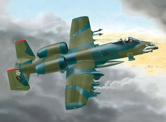 Обои картинки фото авиация, 3д, рисованые, v-graphic, fairchild-republic, a-10, thunderbolt, ii, штурмовик, американский