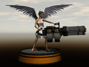 Картинка 3д+графика ангел+ angel оружие девушка ангел фон взгляд