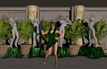 Картинка 3д+графика фантазия+ fantasy фон взгляд девушка скульптуры магия растение маска