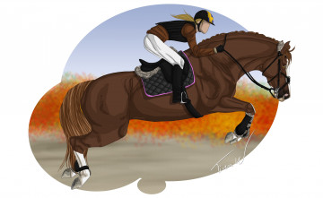 Картинка рисованное животные +лошади лошадь жокей скачки ипподром