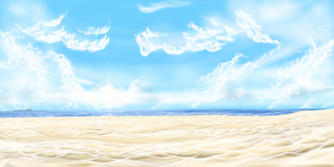 Обои картинки фото рисованное, природа, песок, море, небо