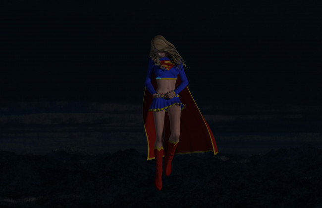 Обои картинки фото supergirl, 3д графика, фантазия , fantasy, взгляд, супермен, девушка, фон