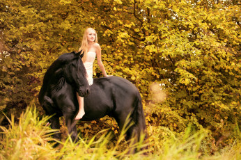 Картинка девушки -unsort+ блондинки фон конь девушка