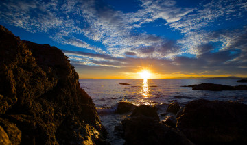 Картинка природа восходы закаты волны море пейзаж облака закат небо камни