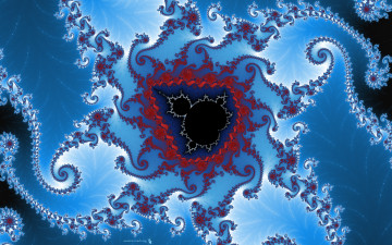 Картинка 3д+графика фракталы+ fractal голубое синие линии