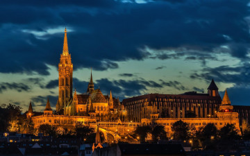 Картинка города будапешт+ венгрия вечер тучи