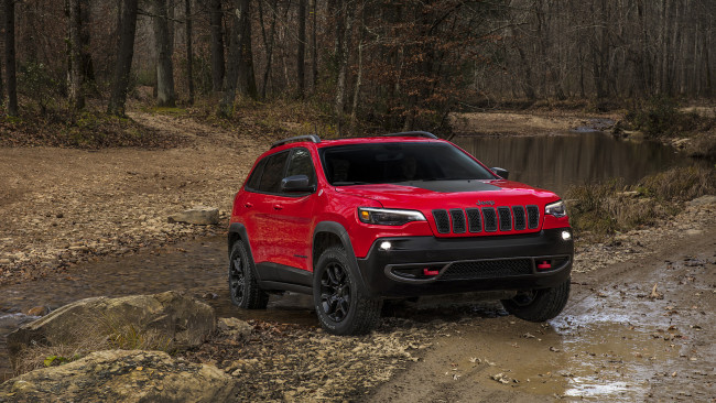 Обои картинки фото jeep cherokee trailhawk 2019, автомобили, jeep, 2019, trailhawk, cherokee, red