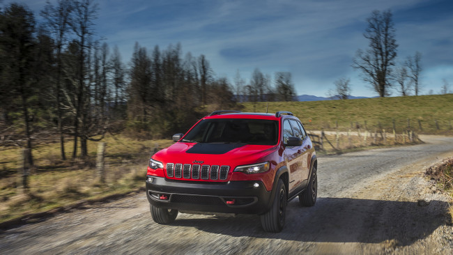 Обои картинки фото jeep cherokee trailhawk 2019, автомобили, jeep, 2019, trailhawk, cherokee, red