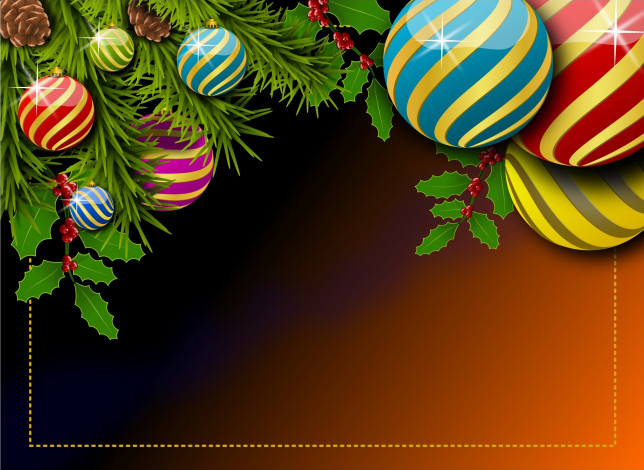 Обои картинки фото праздничные, векторная графика , новый год, шары, фон