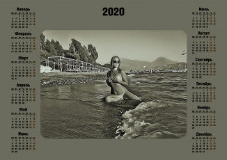 Картинка календари компьютерный+дизайн 2020 calendar вода очки девушка модель водоем